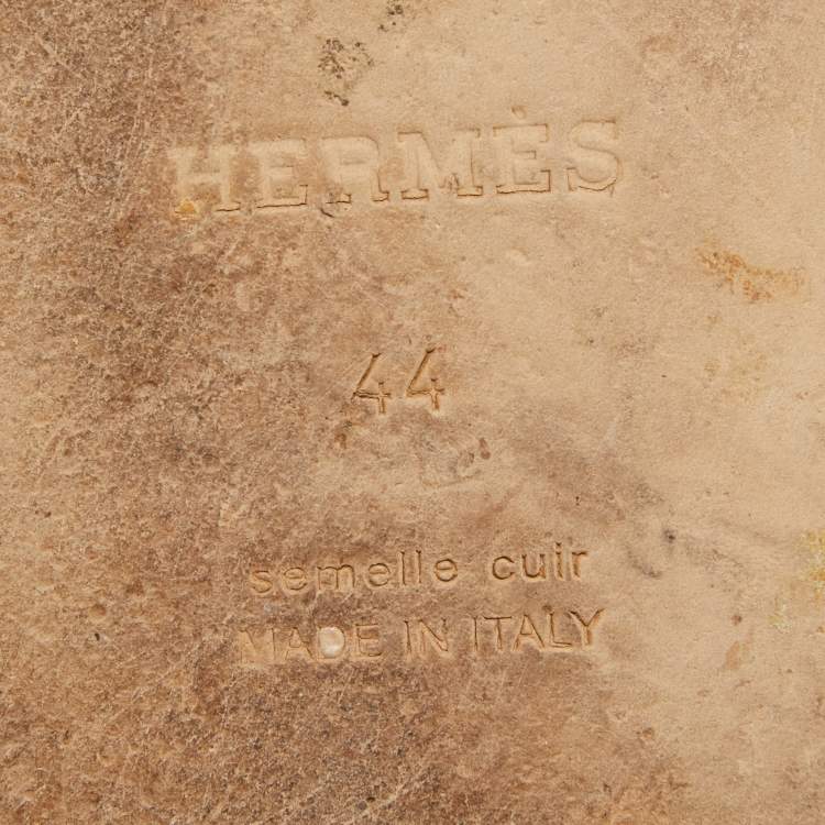 Pre Owned Hermes Brown Leather Izmir Flat Sandals Size 44