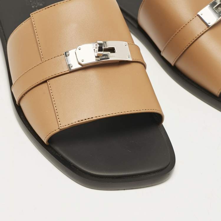 Pre Owned Hermès Brown Leather Gabriel Sandals Size 43
