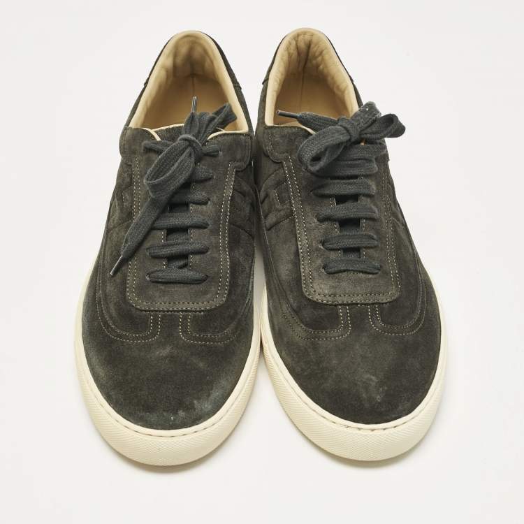 Pre Owned Hermes Grey Suede Quicker Low Top Sneakers Size 43.5