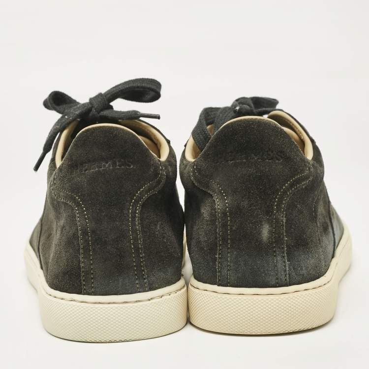 Pre Owned Hermes Grey Suede Quicker Low Top Sneakers Size 43.5