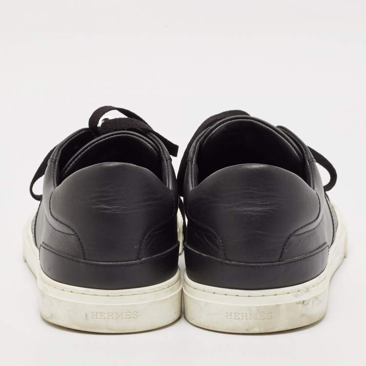 Pre Owned Hermes Black Leather Day Low Top Sneakers Size 44