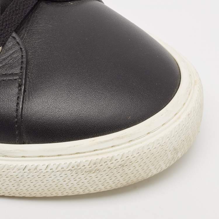 Pre Owned Hermes Black Leather Day Low Top Sneakers Size 44
