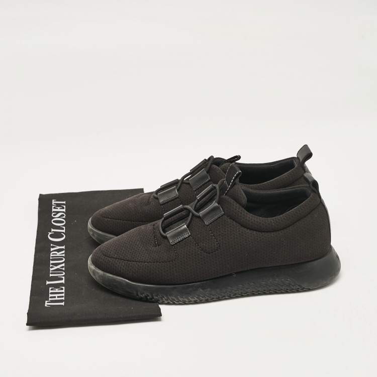 Pre Owned Hermes Black Mesh Team Sneakers Size 40.5
