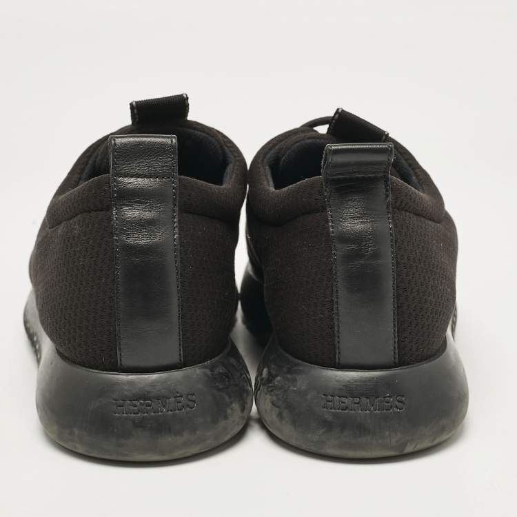 Pre Owned Hermes Black Mesh Team Sneakers Size 40.5