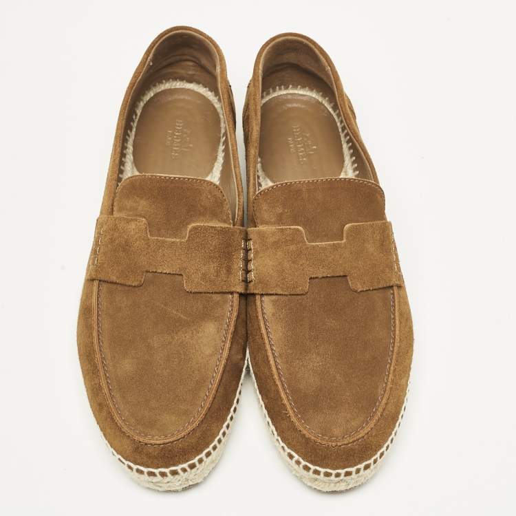 Pre Owned Hermes Brown Suede Trip Espadrille Flats Size 41