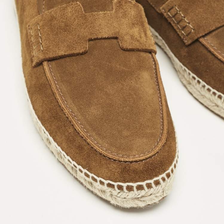 Pre Owned Hermes Brown Suede Trip Espadrille Flats Size 41