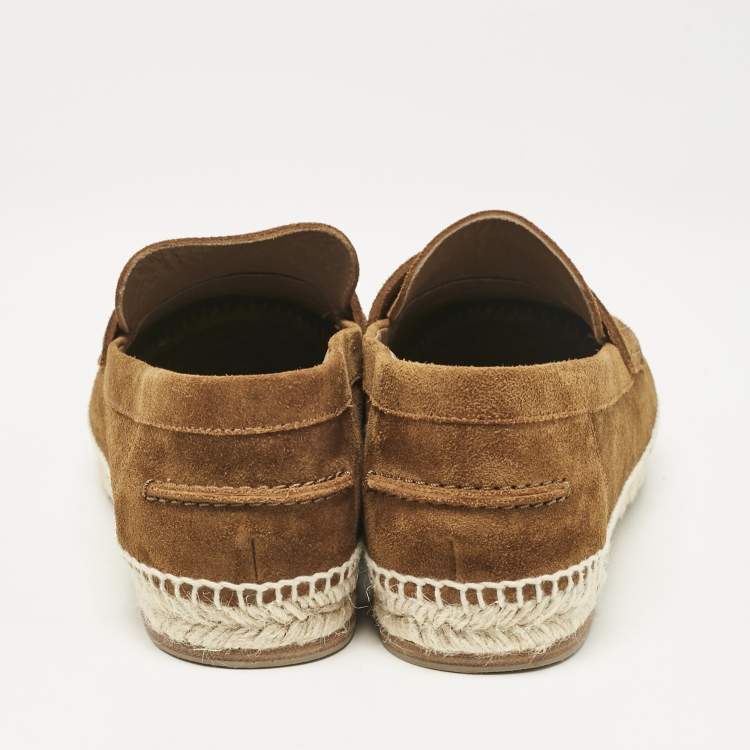 Pre Owned Hermes Brown Suede Trip Espadrille Flats Size 41