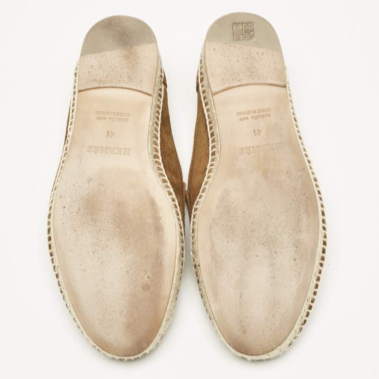 Pre Owned Hermes Brown Suede Trip Espadrille Flats Size 41