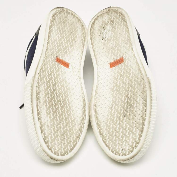 Pre Owned Hermes Navy Blue/White Suede and Leather Get Sneakers Size 38