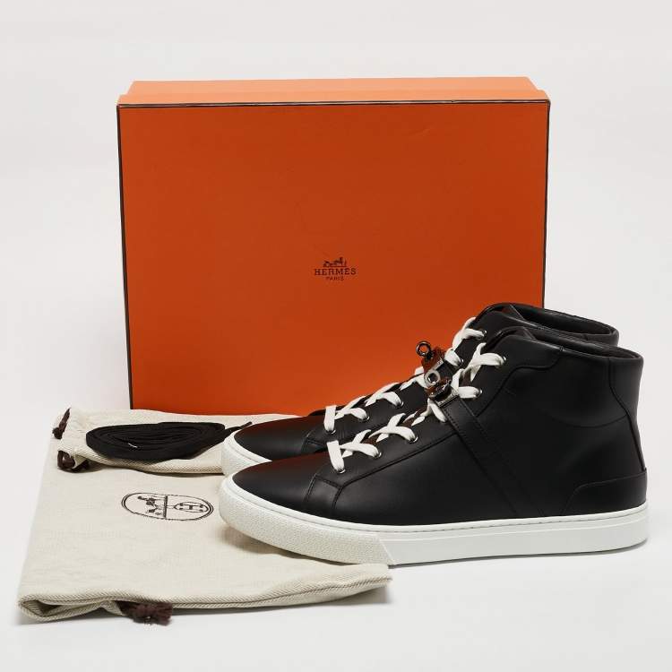 Pre Owned Hermes Black Leather Daydream Sneakers Size 44.5