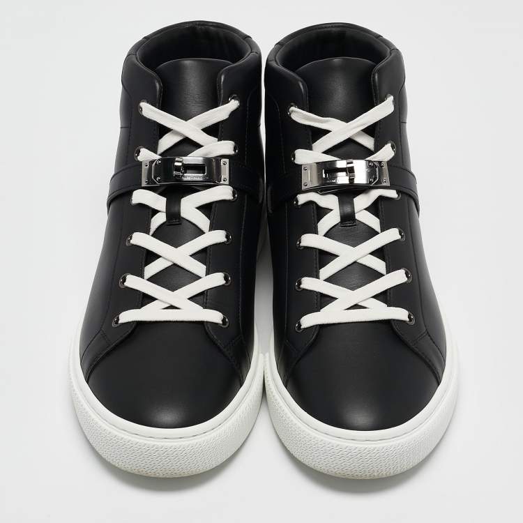 Pre Owned Hermes Black Leather Daydream Sneakers Size 44.5