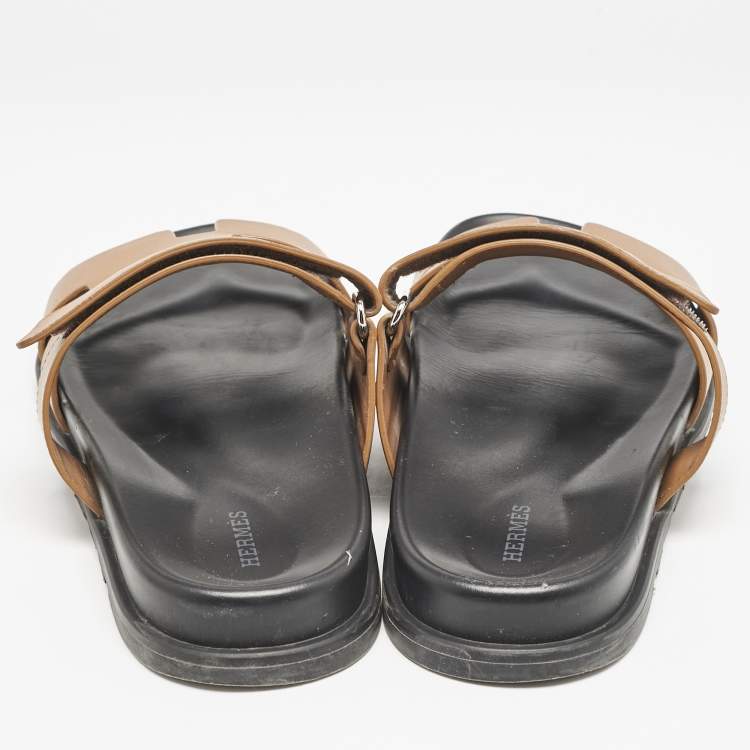 Pre Owned Hermes Brown Leather Chypre Sandals Size 42
