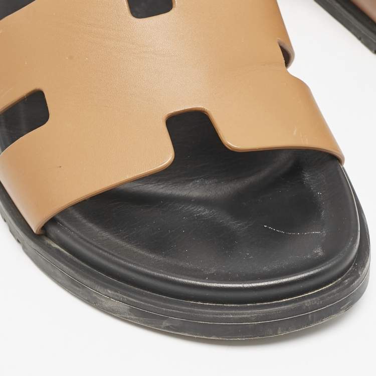 Pre Owned Hermes Brown Leather Chypre Sandals Size 42