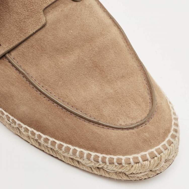 Pre Owned Hermes Brown Suede Trip Slip On Espadrille Size 43