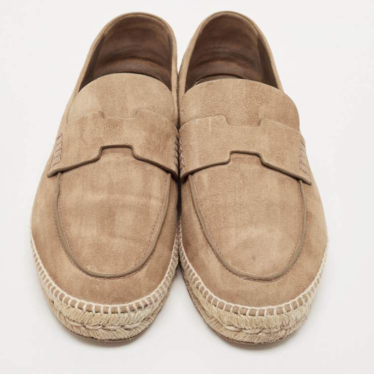 Pre Owned Hermes Brown Suede Trip Slip On Espadrille Size 43