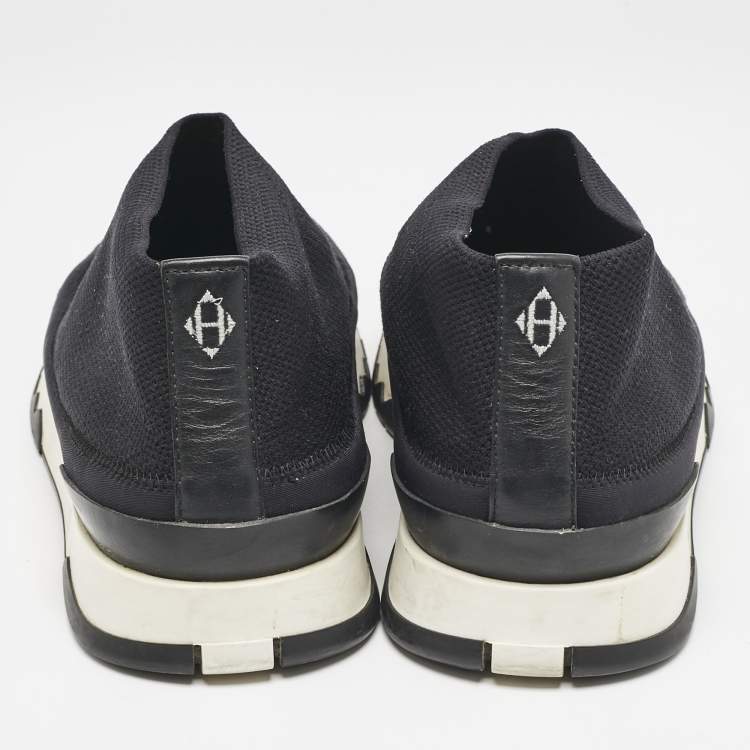 Pre Owned Hermés Navy Blue Knit Fabric Tokyo Slip-On Sneakers Size 42.5