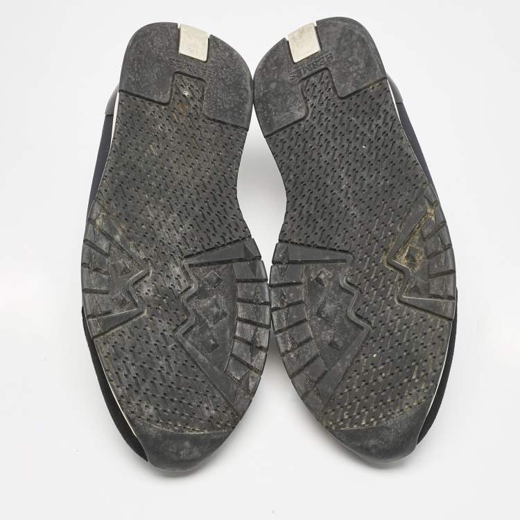Pre Owned Hermés Navy Blue Knit Fabric Tokyo Slip-On Sneakers Size 42.5