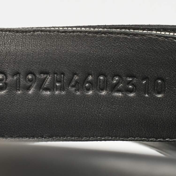 مملوكة مسبقًا Hermès Black/Off White Leather and Canvas Chypre Sandals Size 46