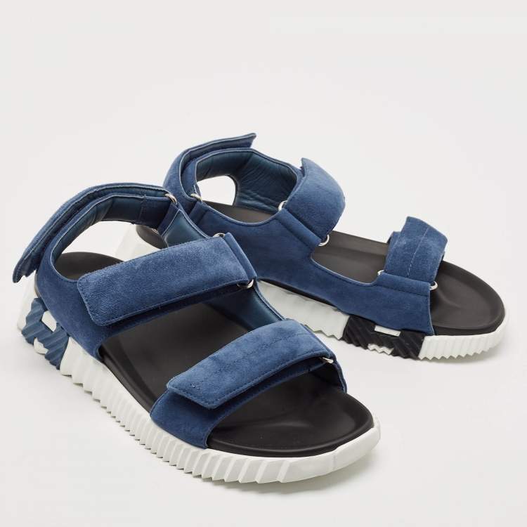 Pre Owned Hermès Blue Suede Junior Sandals Size 46