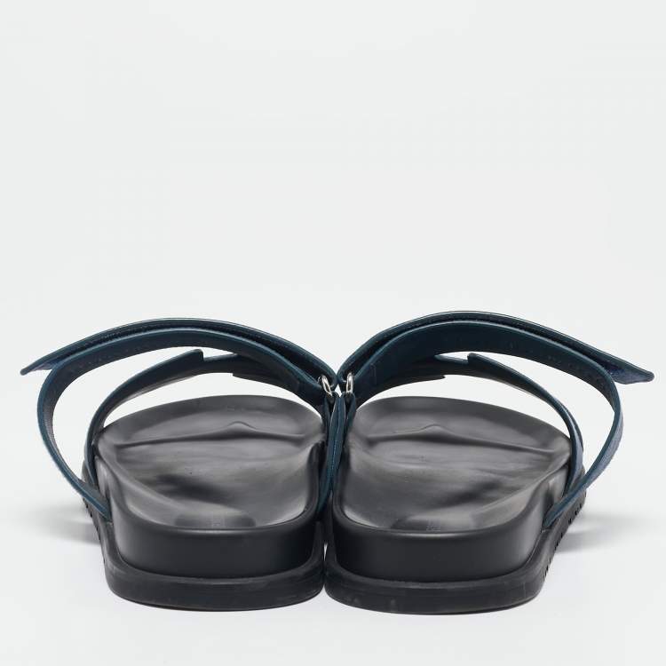 Pre Owned Hermès Navy Blue Suede Chypre Sandals Size 45.5