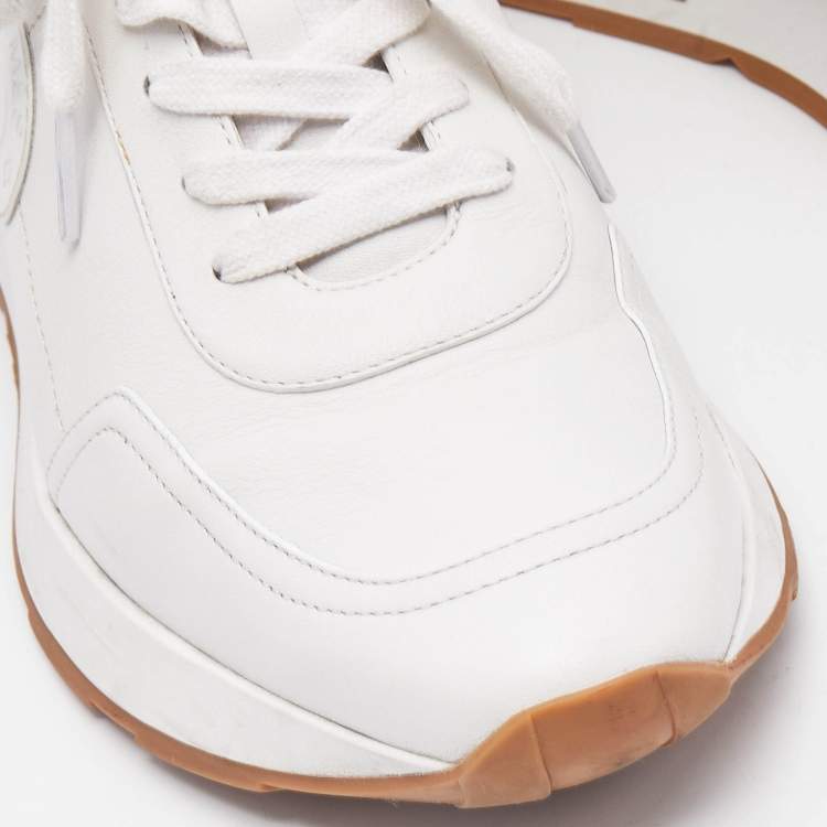 Pre Owned Hermes White Leather Drive Sneakers Size 43