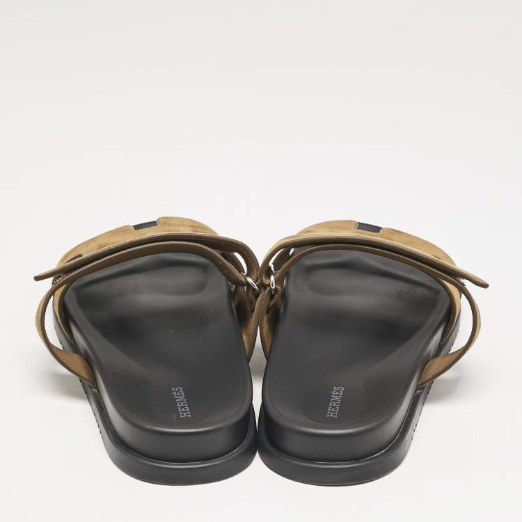 Pre Owned Hermes Brown Suede Chypre Sandals Size 45.5