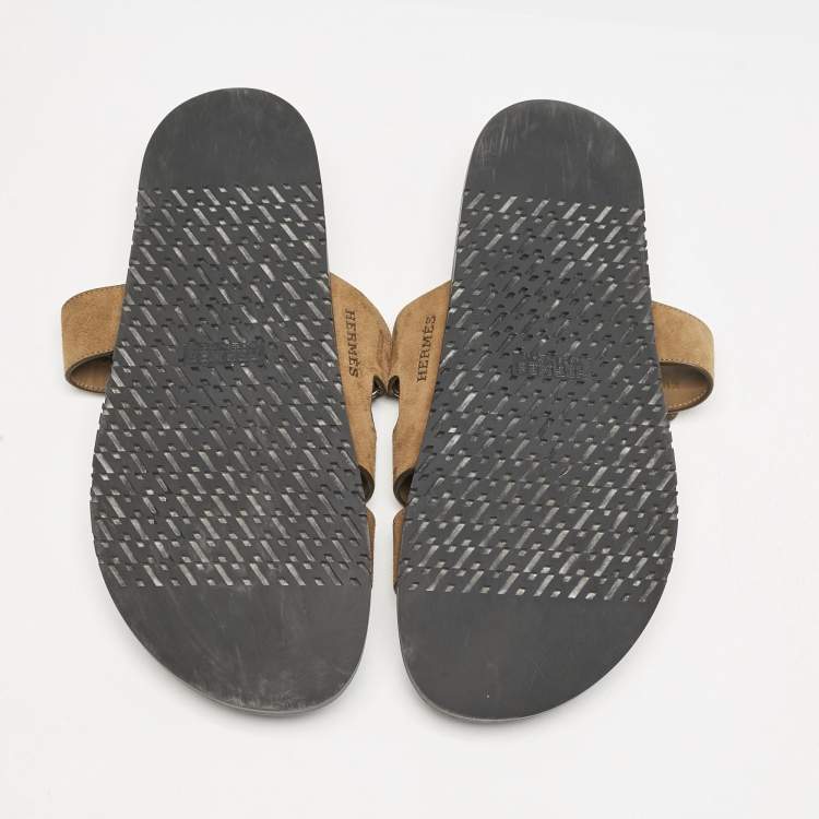 Pre Owned Hermes Brown Suede Chypre Sandals Size 45.5