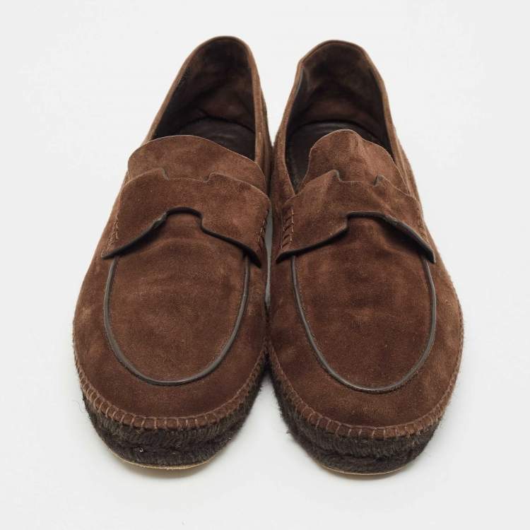 Pre Owned Hermes Brown Suede Trip Espadrille Flats Size 43