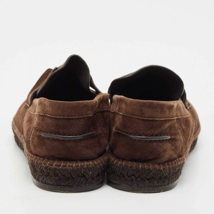 Pre Owned Hermes Brown Suede Trip Espadrille Flats Size 43