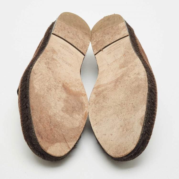 Pre Owned Hermes Brown Suede Trip Espadrille Flats Size 43