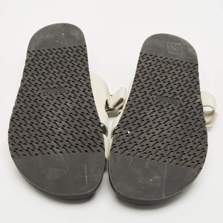 Pre Owned Hermes Cream Leather Chypre Slide Sandals Size 46.5
