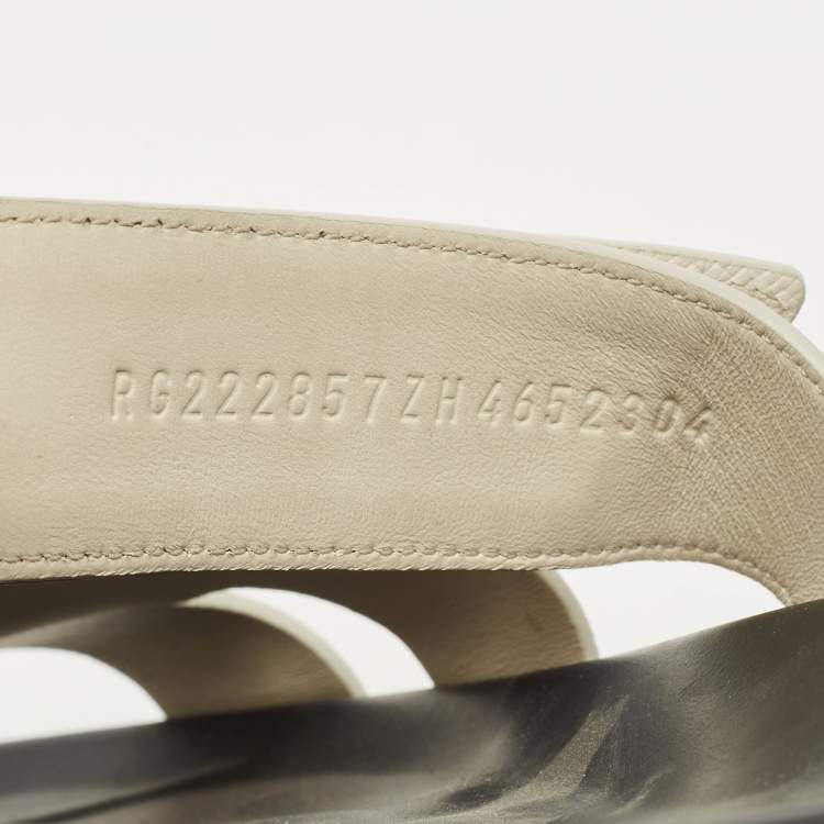 Pre Owned Hermes Cream Leather Chypre Slide Sandals Size 46.5