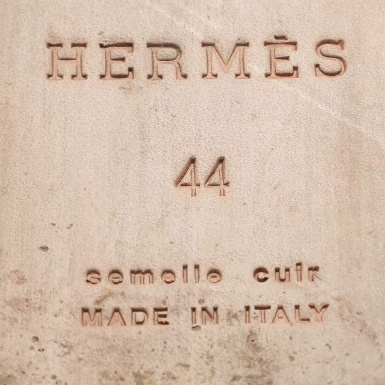 Pre Owned Hermes Navy Blue Leather Izmir Slides Size 44