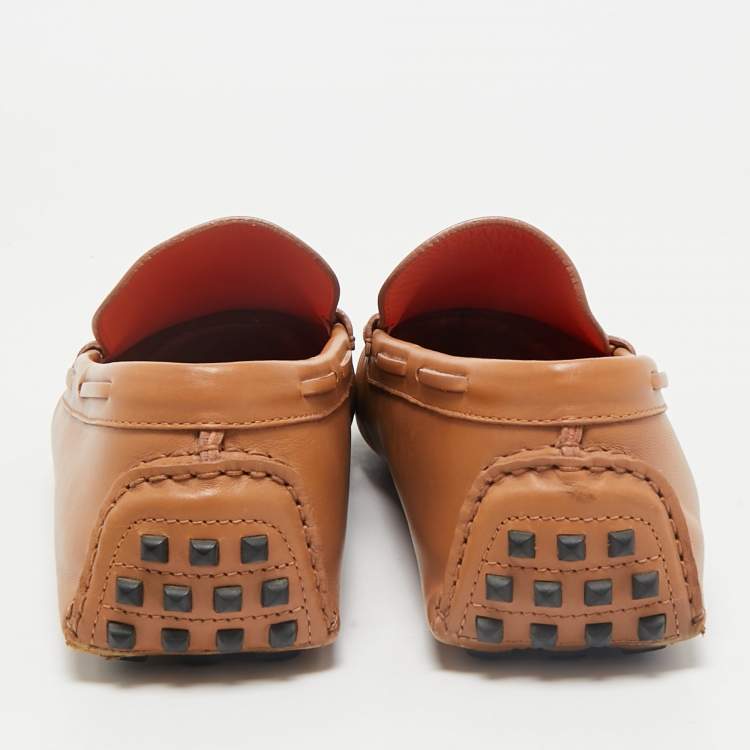 Pre Owned Hermes Brown Leather Irving Loafer Size 42.5