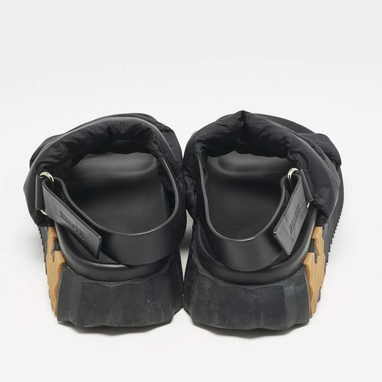Pre Owned Hermes Black Fabric and Leather Electric Sandals Size 42