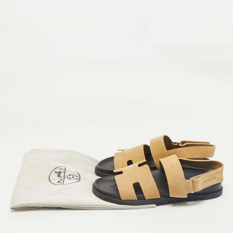 Pre Owned Hermes Beige Suede Genius Slingback Sandals Size 40
