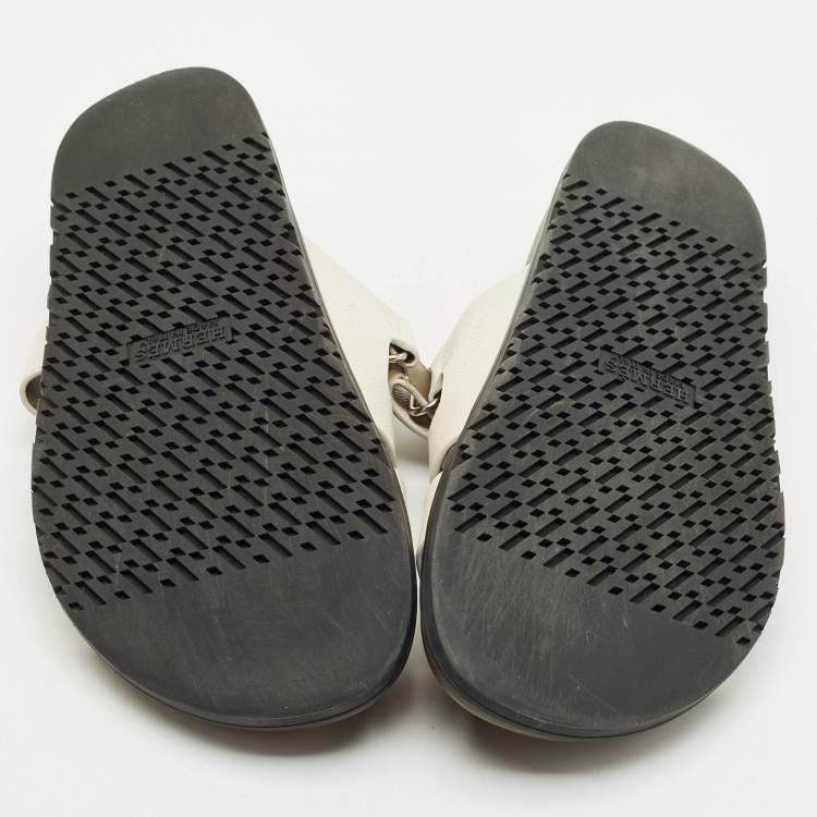 Pre Owned Hermès Off White Leather Chypre Sandals Size 43