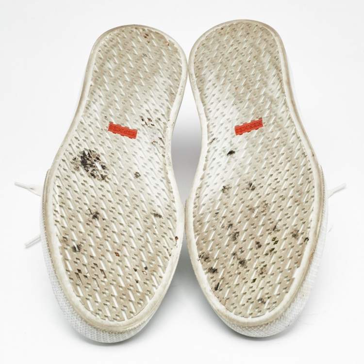 Pre Owned Hermes White Leather Deep Sneakers Size 44