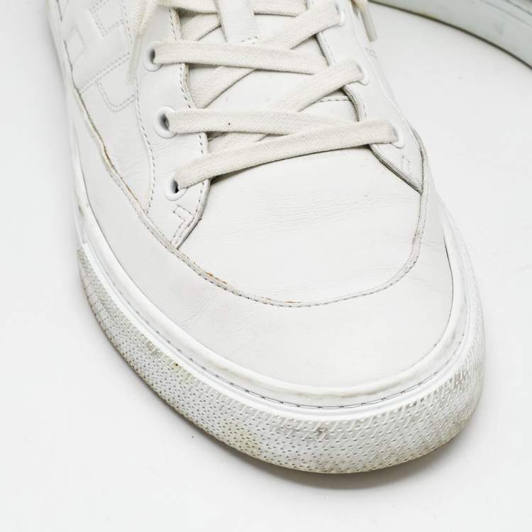 Pre Owned Hermes White Leather Deep Sneakers Size 44