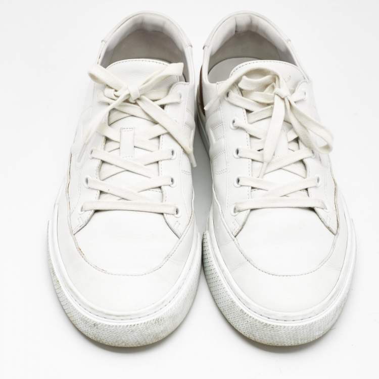 Pre Owned Hermes White Leather Deep Sneakers Size 44