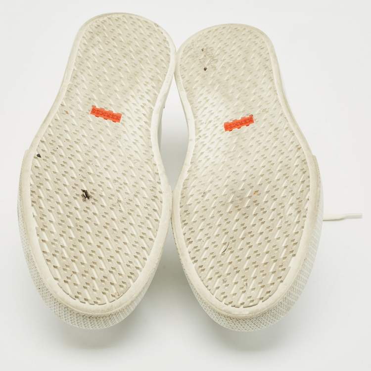 Pre Owned Hermes White Leather Day Low Top Sneakers Size 44