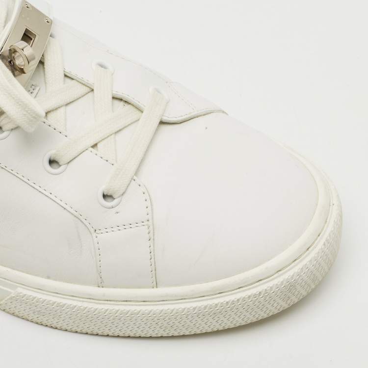 Pre Owned Hermes White Leather Day Low Top Sneakers Size 44