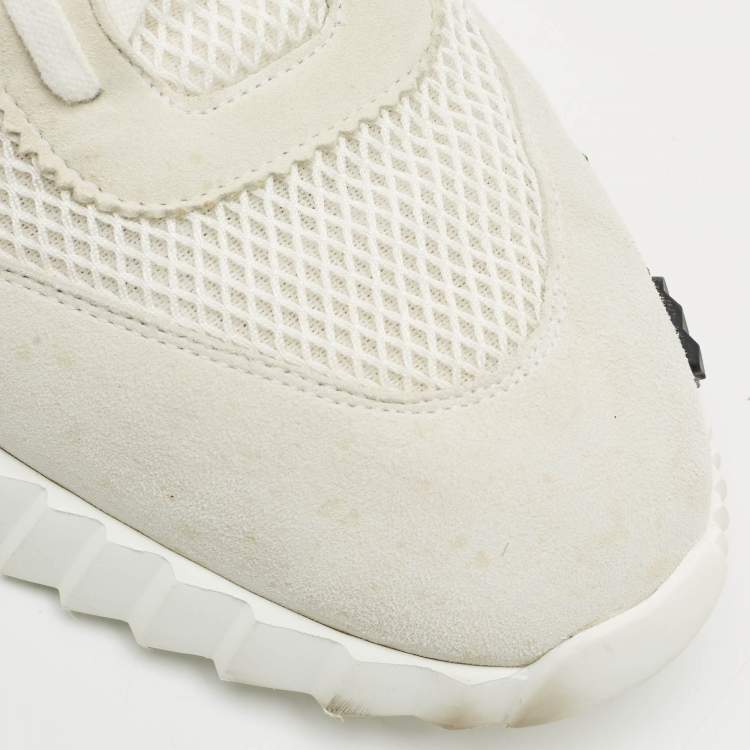 Pre Owned Hermes White Mesh and Suede Bouncing Sneakers Size 43