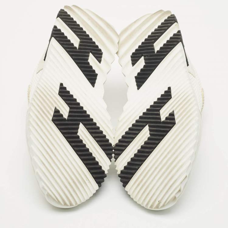 Pre Owned Hermes White Mesh and Suede Bouncing Sneakers Size 43