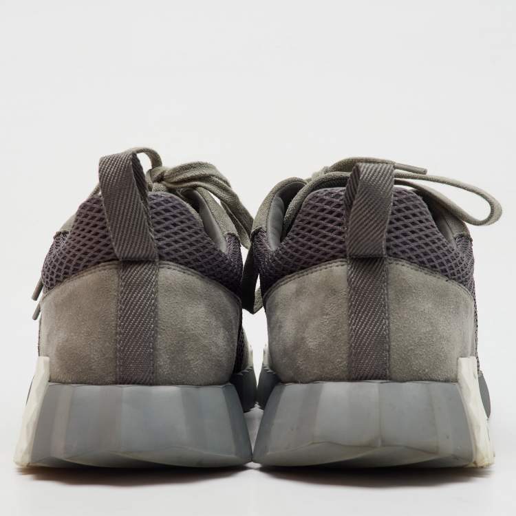 Pre Owned Hermes Grey Mesh and Suede Bouncing Low Top Sneakers Size 42.5