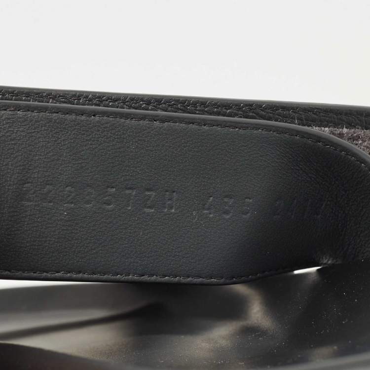 Pre Owned Hermes Grey Leather Chypre Flat Sandals Size 43.5