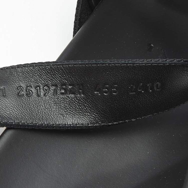 Pre Owned Hermes Black Leather and Fabric Kazimir Sandals Size 45.5