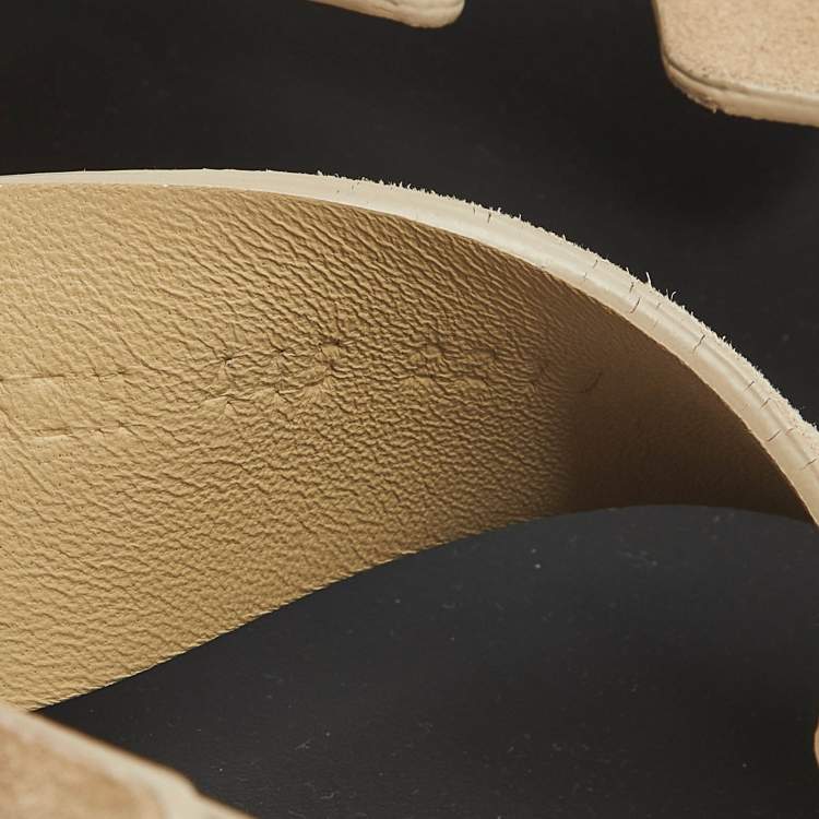 Pre Owned Hermes Beige Suede Genius Flat Sandals Size 44.5