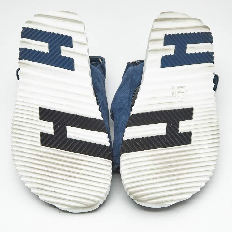 Pre Owned Hermes Blue Suede Junior Slingback Sandals Size 41
