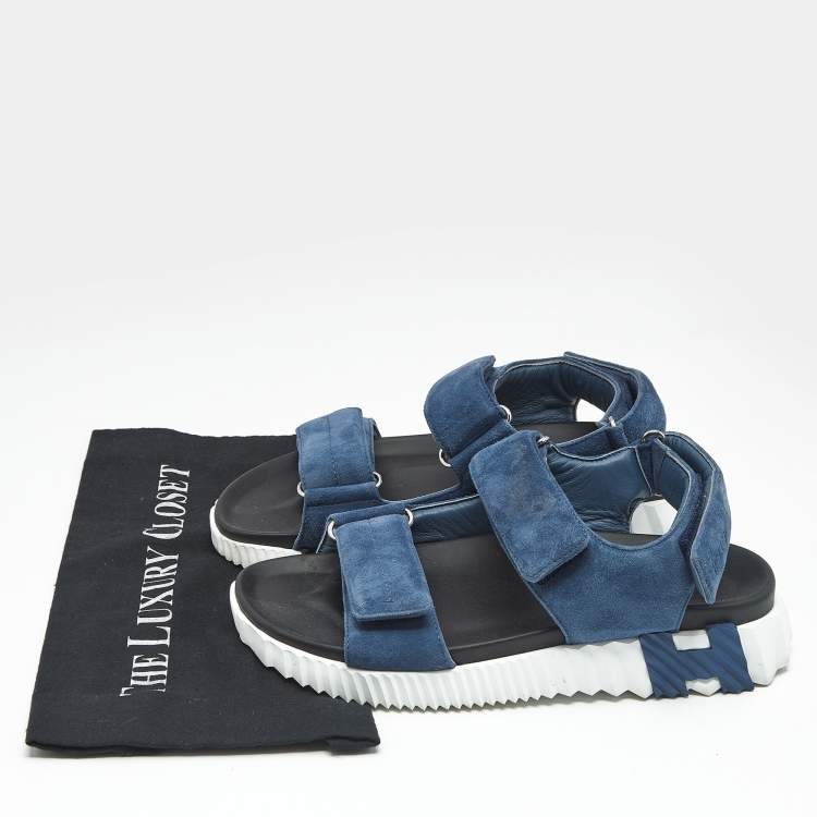 Pre Owned Hermes Blue Suede Junior Slingback Sandals Size 41